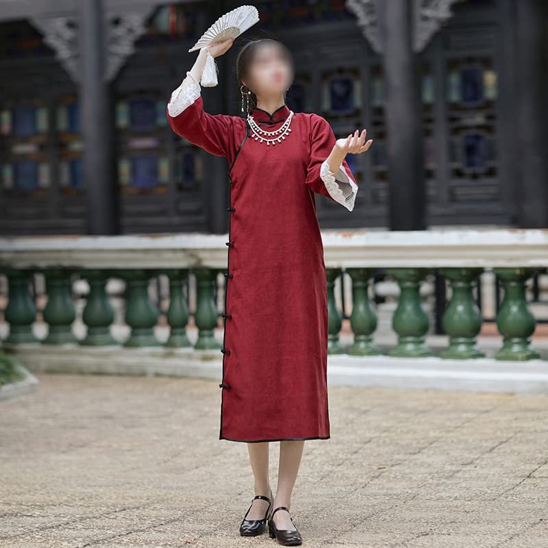 Amazon.co.jp: n/a 秋と冬の女性のヴィンテージ中国風のチャイナドレス